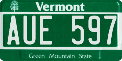 VT license plate AUE597