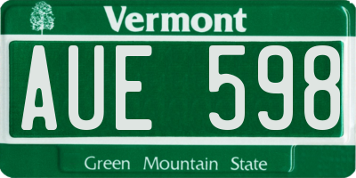 VT license plate AUE598