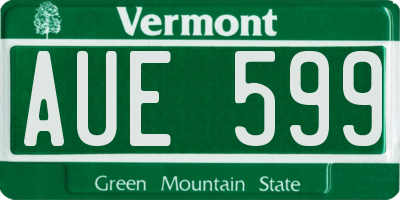 VT license plate AUE599