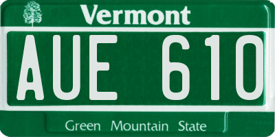 VT license plate AUE610