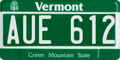 VT license plate AUE612