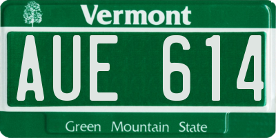 VT license plate AUE614