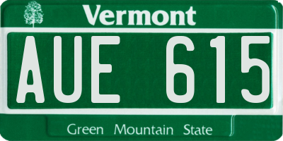 VT license plate AUE615