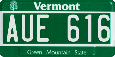 VT license plate AUE616