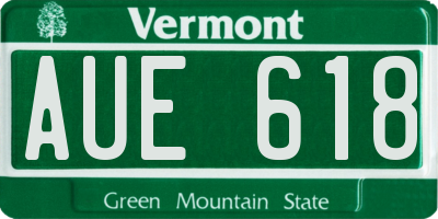 VT license plate AUE618