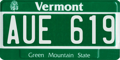 VT license plate AUE619