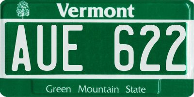 VT license plate AUE622