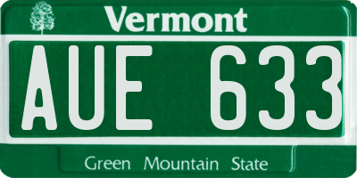 VT license plate AUE633