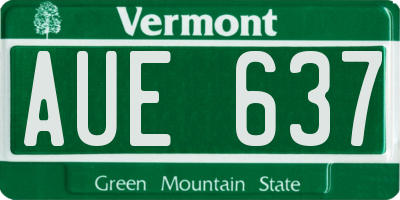 VT license plate AUE637