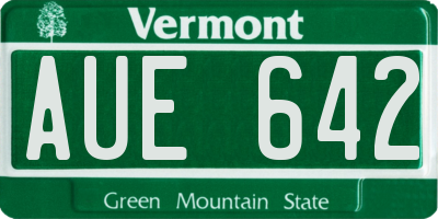 VT license plate AUE642