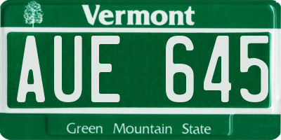 VT license plate AUE645