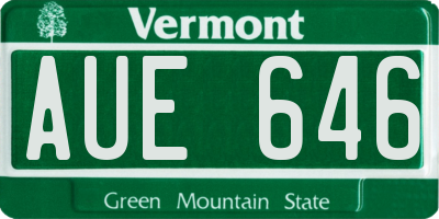 VT license plate AUE646