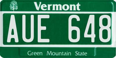 VT license plate AUE648