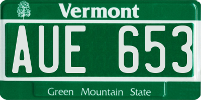 VT license plate AUE653