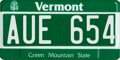 VT license plate AUE654