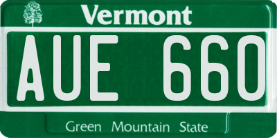 VT license plate AUE660