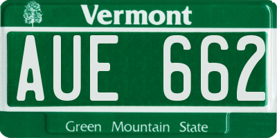VT license plate AUE662