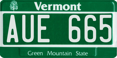 VT license plate AUE665