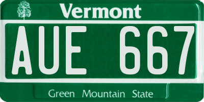 VT license plate AUE667