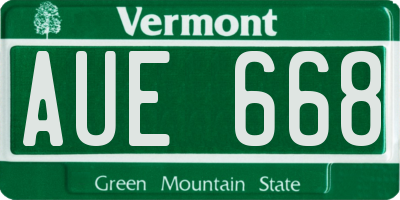 VT license plate AUE668