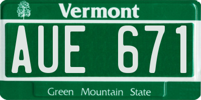 VT license plate AUE671