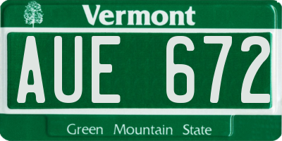 VT license plate AUE672