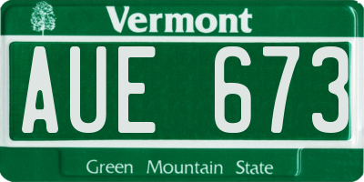 VT license plate AUE673