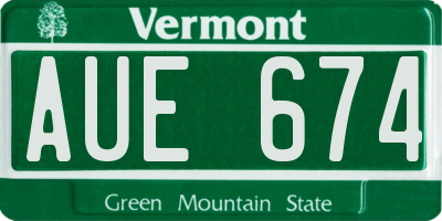 VT license plate AUE674