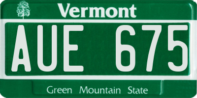VT license plate AUE675