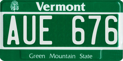VT license plate AUE676