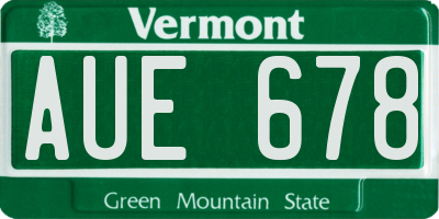 VT license plate AUE678