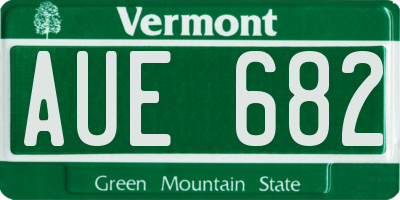 VT license plate AUE682