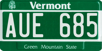 VT license plate AUE685