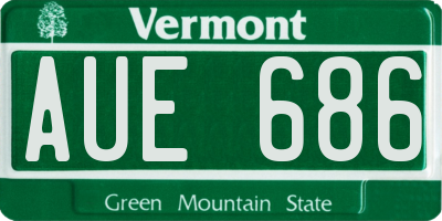 VT license plate AUE686
