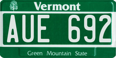 VT license plate AUE692