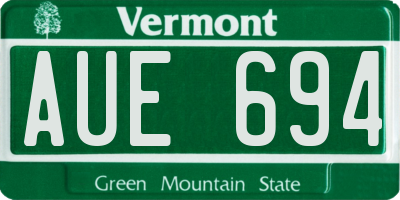 VT license plate AUE694