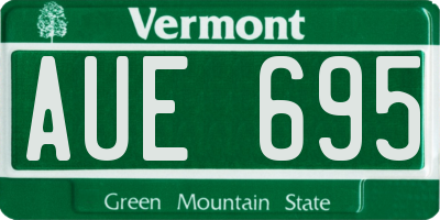VT license plate AUE695