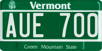 VT license plate AUE700