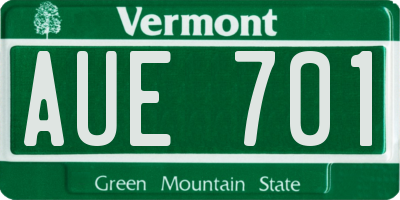VT license plate AUE701