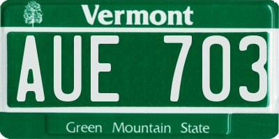 VT license plate AUE703