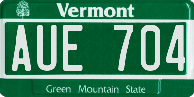 VT license plate AUE704