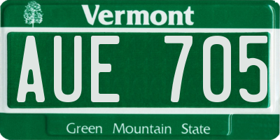 VT license plate AUE705