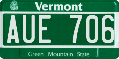 VT license plate AUE706