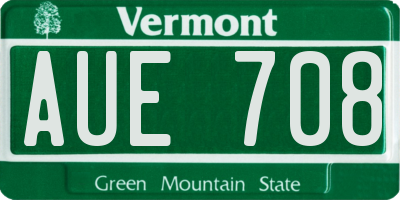 VT license plate AUE708