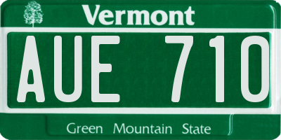 VT license plate AUE710