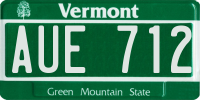 VT license plate AUE712
