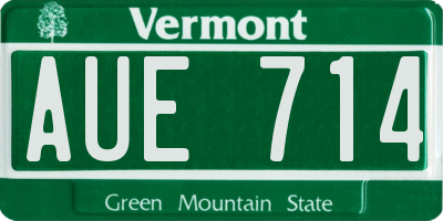 VT license plate AUE714