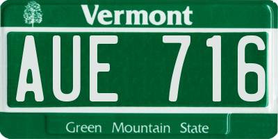 VT license plate AUE716