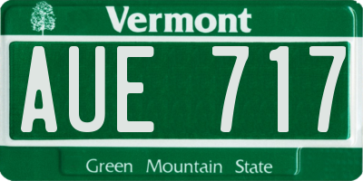 VT license plate AUE717