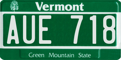 VT license plate AUE718